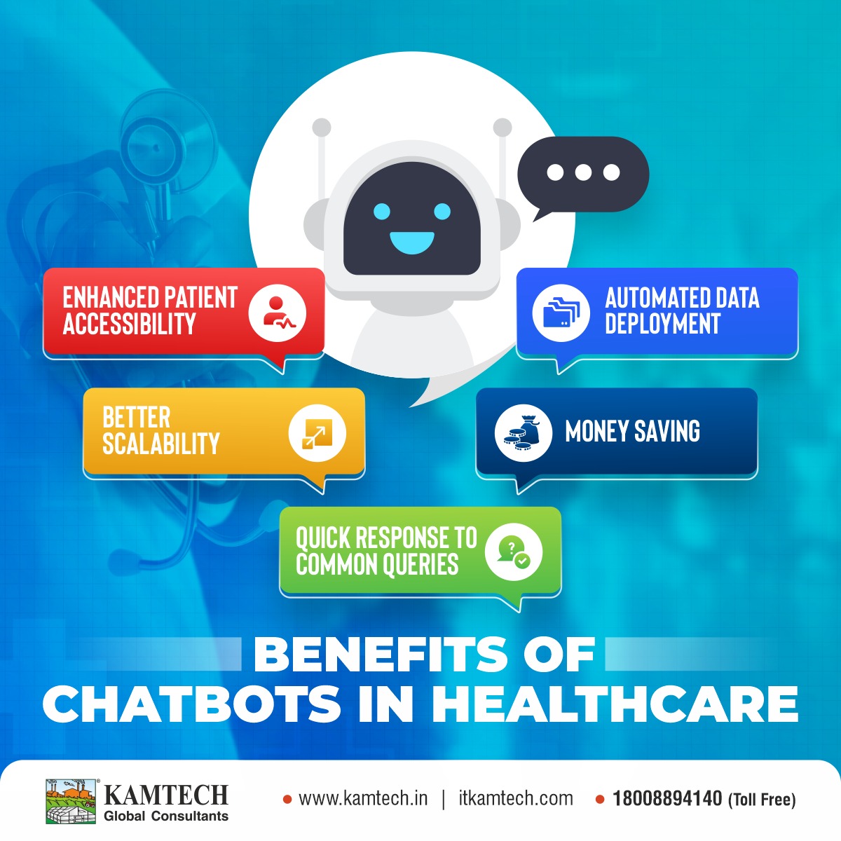KamtechLtd's tweet photo. Chatbots are your new bestfriend and have revamped the interaction between customer and businesses.
#kamtech #itkamtech #mobileappdevelopmentcompany #webdevelopmentcompany #chatbot #chatbots #chatbotbenefit #healthcare #healthcareindustry #healthcaretechnology https://t.co/kGZ0W8aKRk