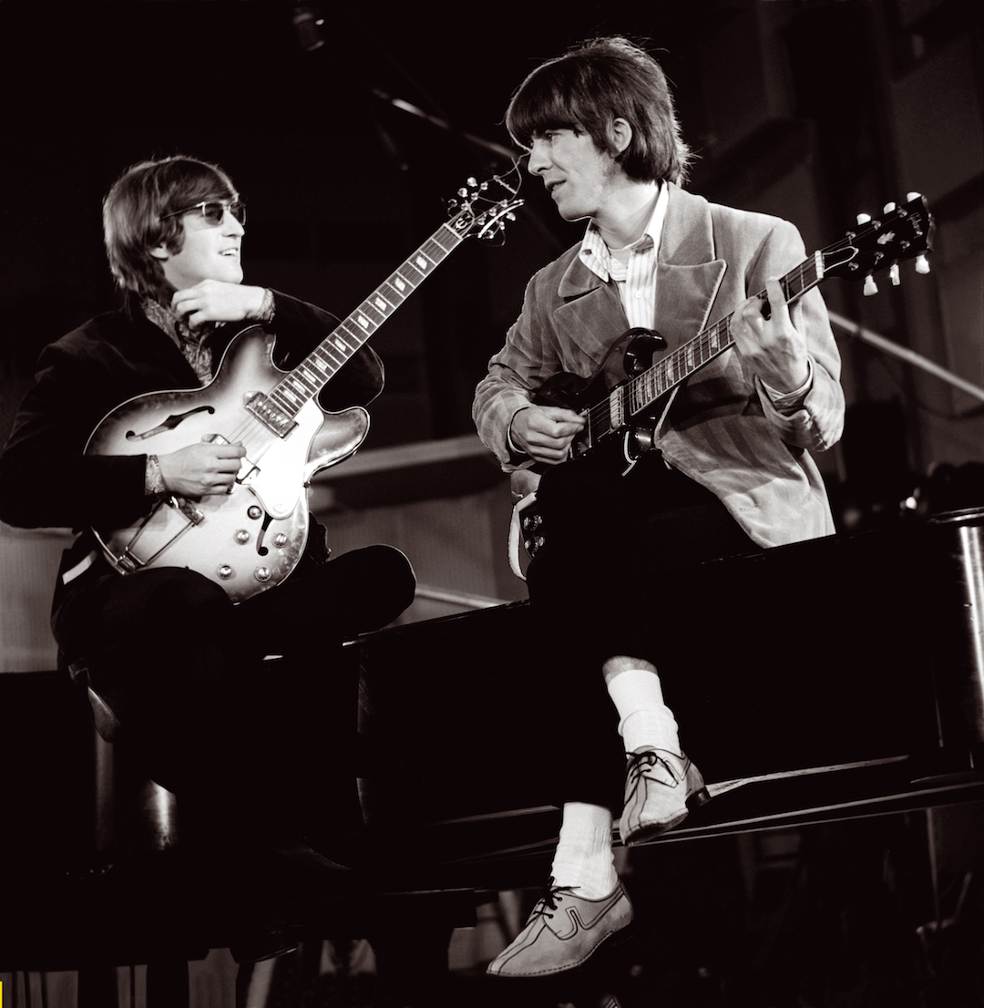 John and George, shooting the 'Paperback Writer' promotional film, 19th May 1966 ⁠
⁠
 #TheBeatlesRevolver⁠