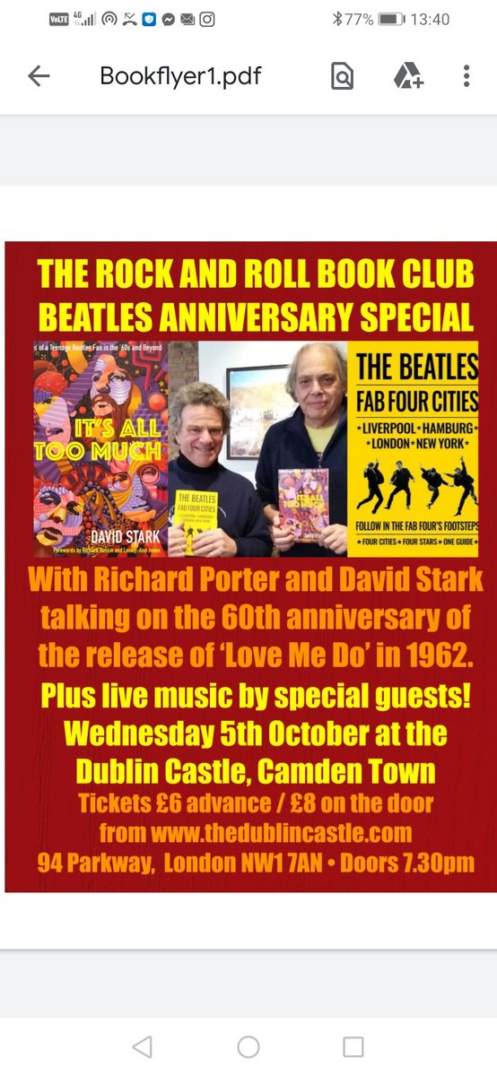 songlink's tweet photo. Happening on October 5th,the 60th Anniversary of "Love Me Do". At the Dublin Castle in Camden, book tickets at https://t.co/nciGGzzJWs https://t.co/pHfWepOFgL