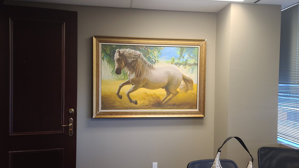 I bought myself a gigantic oil painting for my office. You're looking at my new Zoom Court hearing background. 

Perfect example of when childhood desires meet adult money.