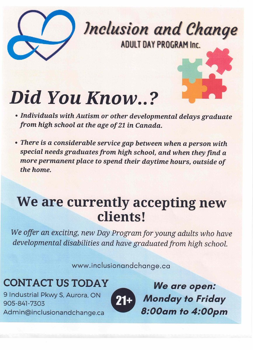 InclusionChange's tweet photo. https://t.co/ifc7ESbVNH
#yorkregion #autism #newprogram #dayprogram #aurora #ontario #newfriends https://t.co/KV29rjysG7