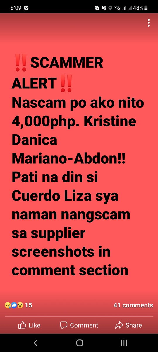 kristine_danica's tweet photo. ❗️SCAMMER ALERT!!!❗️
PLEASE HELP ME PO! MAY SIRA ULONG GUMAMIT NG BUONG PANGALAN KO PARA MANG-SCAM! 
HINDI PO AKO YAN, PLEASE HUWAG PO KAYONG MAGPABIKTIMA! SA LAHAT PO NG MGA NABIKTIMA NYA, MAGTULONG TULONG PO TAYO PLEASE PARA MAHULI PO SYA!

PLEASE HELP ME! 🙏
@lawyersforleni https://t.co/4nEGqpUKsi