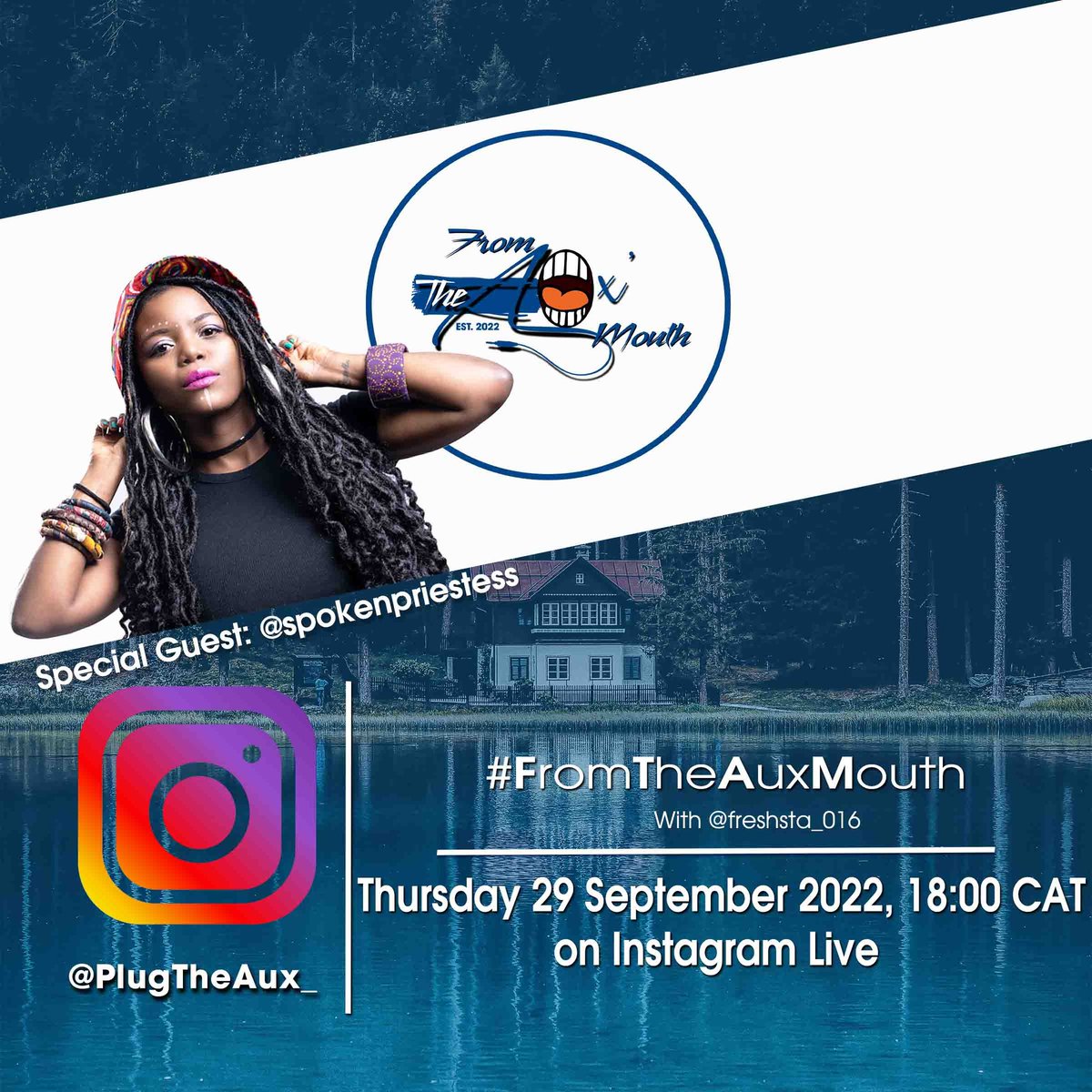 PlugTheAux_'s tweet photo. Ladies and gentlemen we are proud to announce that we have a new podcast called From The Aux' Mouth and our first guest is the ever so amazing @spokenpriestess do join us this Thursday on Instagram live 🔥💥 https://t.co/q3DP1vWUlT