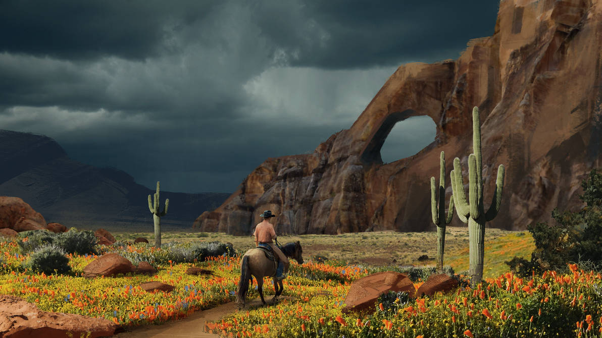 anonymousshreww's tweet photo. Yeehaw, throwback to cowboy environment art I made a year ago🤠 
Now that I'm in the last term of my school year I'm aiming to produce more up-to-date works to put in my portfolio, maybe I'll post those as they happen. 
#cowboyart #environmentart #environmentconcepts https://t.co/s0ho4caBRS