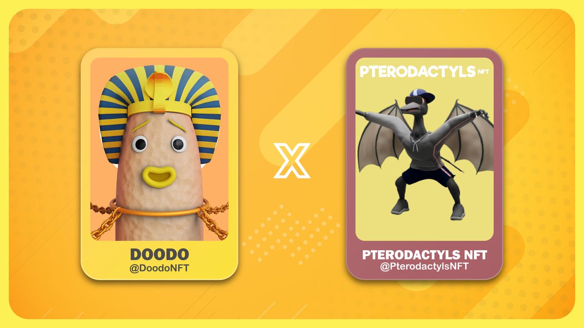 doodonft's tweet photo. 🎁Collab #WLGiveaway🎁

DOODO 🤝 Pterodactyls NFT

Prizes:
🏆 5 WL from @doodonft
🏆 10 WL from @PterodactylsNFT

To Enter:
1️⃣Follow @doodonft and @PterodactylsNFT
2️⃣❤ &amp; RT
3️⃣Tag 3 friends.

24H⏰

#doodonft #NFT #NFTGiveaway #NFTProjects #NFTs #nftart #NFTGiveaways #ETH #BTC https://t.co/BidfezHQHV