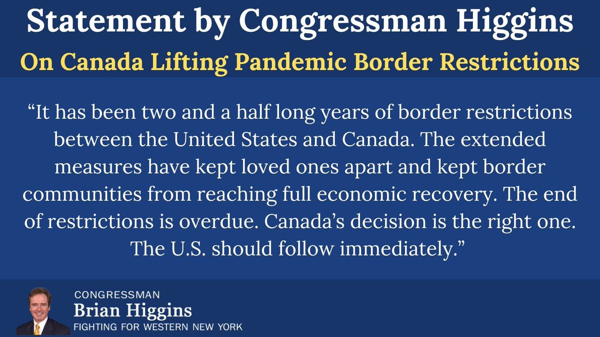 It's official - Canada is lifting pandemic related border restrictions including making ArriveCAN voluntary &amp; ending random testing &amp; vaccine requirements.

It has been a long 2 1/2 years for border communities.

Canada's decision is the right one. The US should follow.