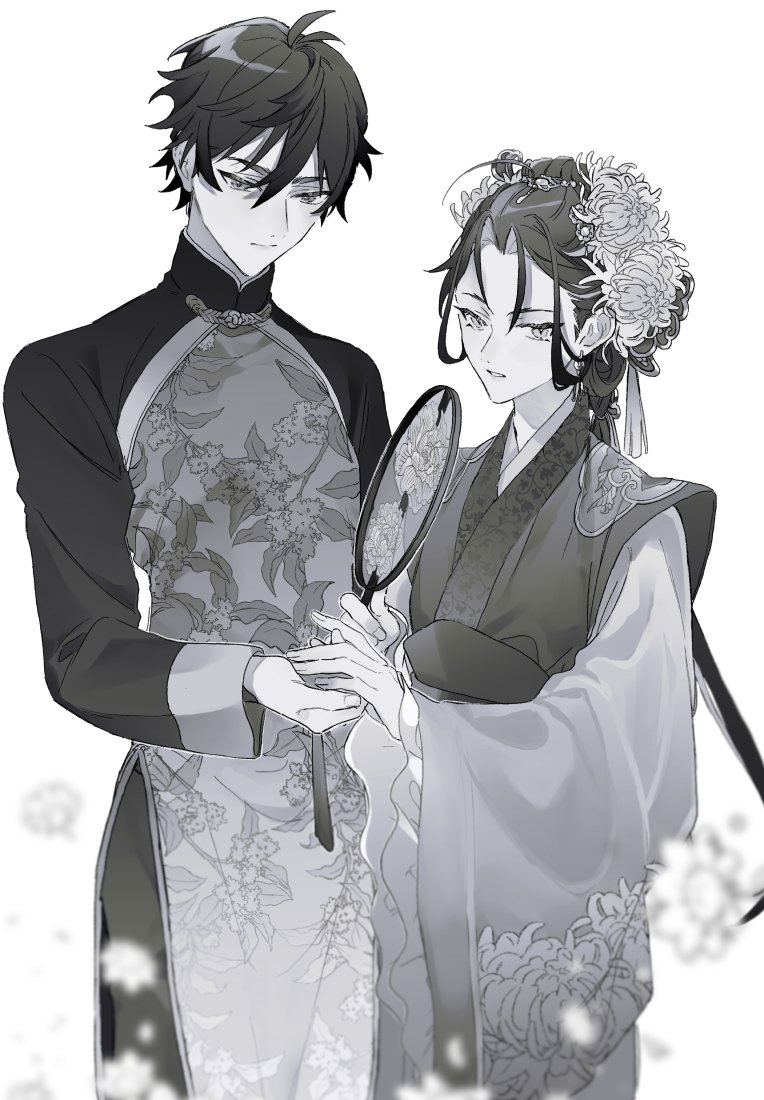 鍾魈
honeyさんのご本の２人が、ある事件の解決のため、それぞれ「犀」と「菊花」という人物となり活躍します。挿絵を描かせていただく際に設定考えていたので…❣
※許可得てます
x.com/honeypie0412/s…