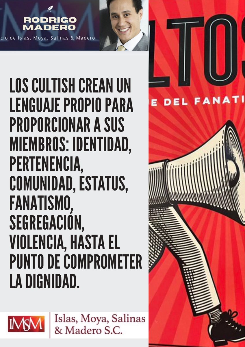 #IMSM
LOS CULTISH. @RoMaderoM recomienda la obra de @AmandaMontell.

✍🏼 “El libro aborda a las comunidades que tienen las características de un CULTO. La tesis radica en como usan el lenguaje para atrapar a sus fieles, pues a partir del mismo generan pertenencia y comunidad.”