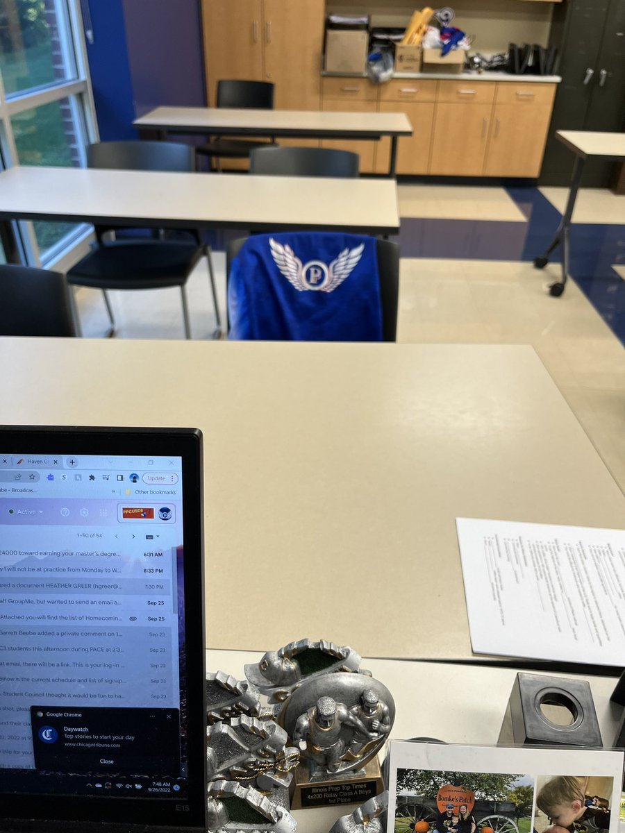 Plainstrackxc's tweet photo. The seat in front of my desk, where he wanted to sit in my study hall, that he asked to be in, is occupied the rest of the day. https://t.co/EozJjopuh5