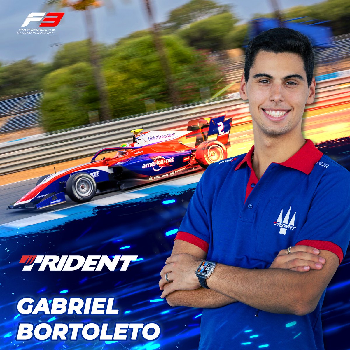 🔥 DRIVER ANNOUNCEMENT 🔥 We are delighted to welcome @gabortoleto85 to our @FIAFormula3 team in his debut in the category! Let's go mate, welcome to our family! 💙🔱 #driverannouncement #gabrielbortoleto #formula3 #tridentteam #motorsport