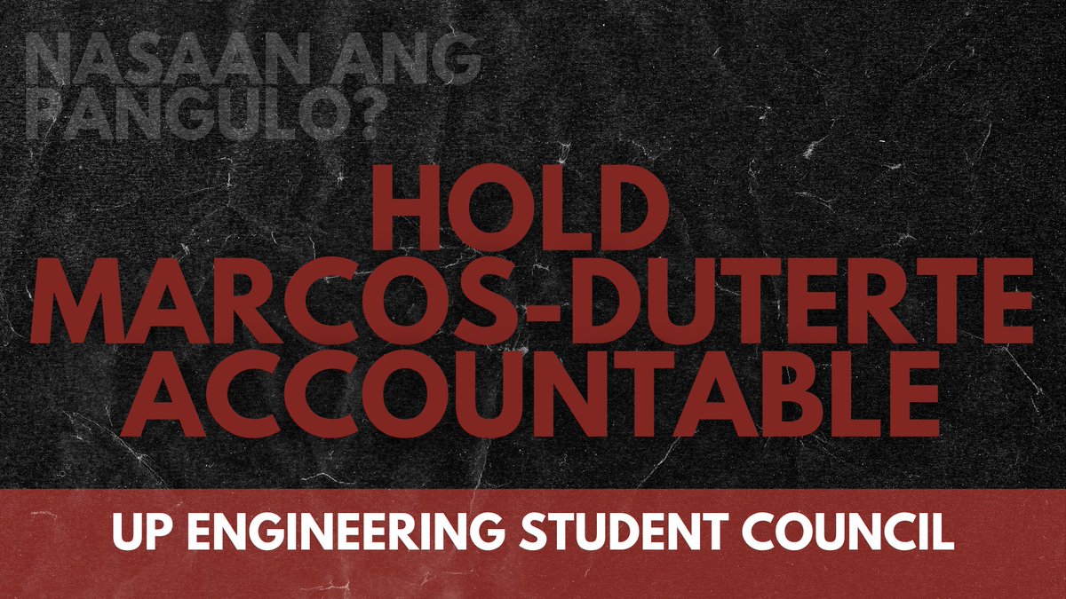 UP_ESC's tweet photo. Ang @UP_ESC ay nakikiisa sa pagpapanawagan ng suspensyon ng klase at sapat na ayuda para sa mga biktima ng kalamidad! Singilin ang kriminal na kapabayaan ni Marcos! Ngayong nangangailangan ang sambayanan, #NasaanAngPangulo?

#NoStudentLeftBehind
#MarcosPalpak https://t.co/YeuxumvdP0