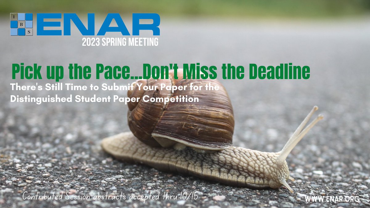 Quicken your pace! #ENAR2023 Distinguished Student Paper Awards competition is currently accepting student submissions thru 10/1. More details at enar.org/meetings/sprin…. #statisticians #biostatistics #epidemiology #analytics #womeninstem <a href="/ASA_Biometrics/">ASA Biometrics Section</a> <a href="/IBSstats/">IBS</a> <a href="/cens_enar/">CENS ENAR</a>