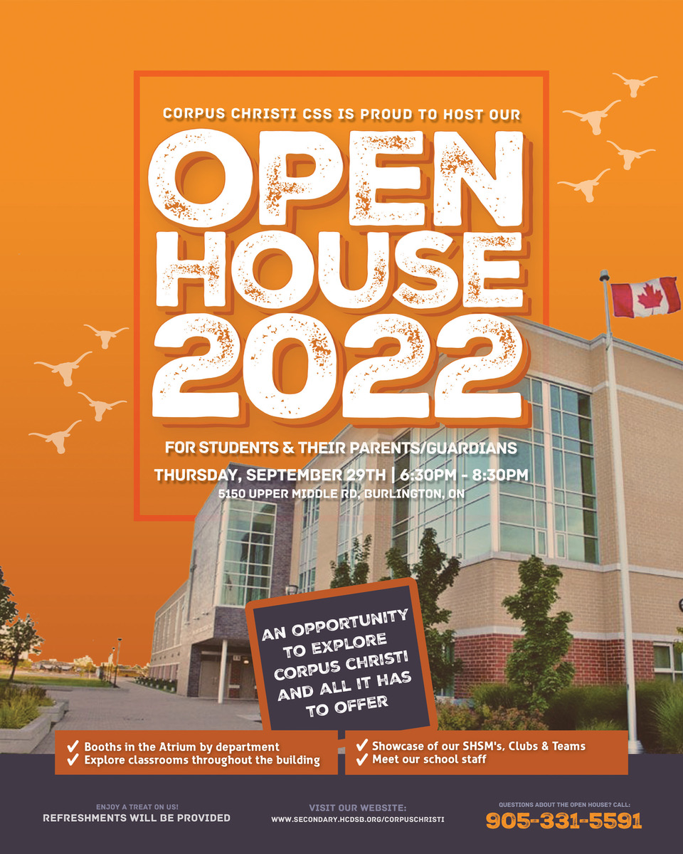 We are looking forward to seeing our students and families back in the building! Please join us Thursday for an Open House.