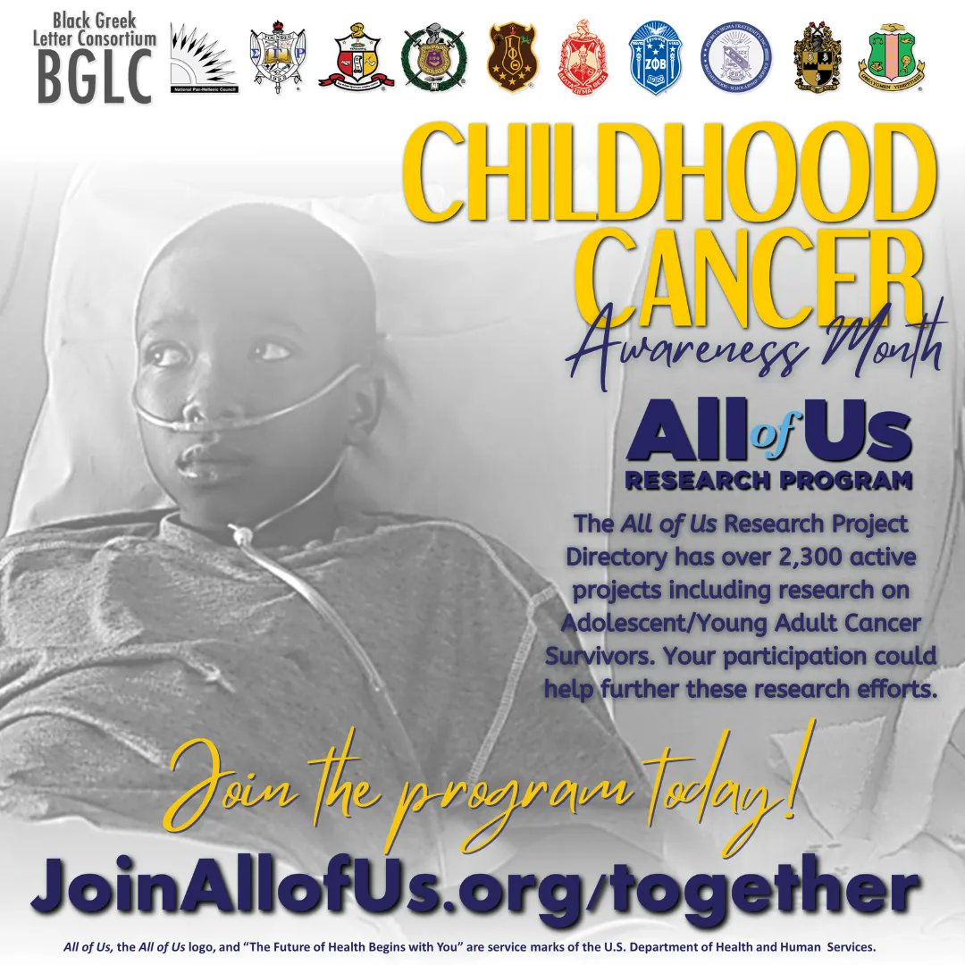ZPhiBInc1920's tweet photo. Join the All of Us Research Program and potentially help further the research efforts of over 2,300 active projects. Learn more about the program today at https://t.co/CpZkTHNg8T
#joinallofus #bglc #ZPHIB #medicalresearch #childhoodcancerawareness https://t.co/Epa9BK95Vl