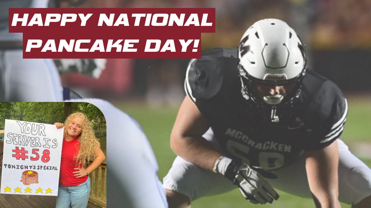 McCrackenStangs's tweet photo. Happy National Pancake day! Pictured is MCHS Football Super Fan and little sister of #58 Brody Phelps. Aubry, you are awesome!! https://t.co/xWBjAUkJhG