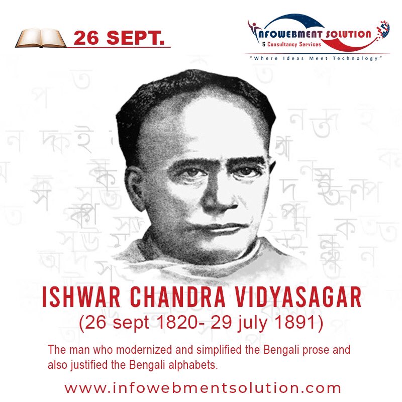InfowebmentS's tweet photo. দয়ার সাগর বিদ্যাসাগর 💐
Rich tribute from #Infowebment Family, to the pillar of the Bengal Renaissance, Scholar, Educationist, Social Reformer #IswarChandraVidyasagar on his Birth Anniversary. https://t.co/5yehDAZ0Xd