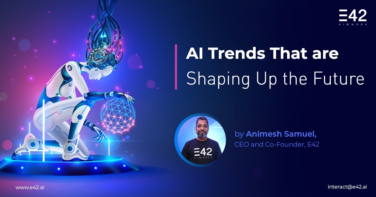 E42_ai's tweet photo. In this piece by @Inc42 , our CEO and Co-founder @animeshsamuel  elaborates on how #AI is enabling #DigitallyTransformation across industries and is transforming our professional and personal day-to-day lives! https://t.co/P0d1whIb1R 
#E42 #E42AI #EnterpriseAutomation https://t.co/IeFdB9znNu