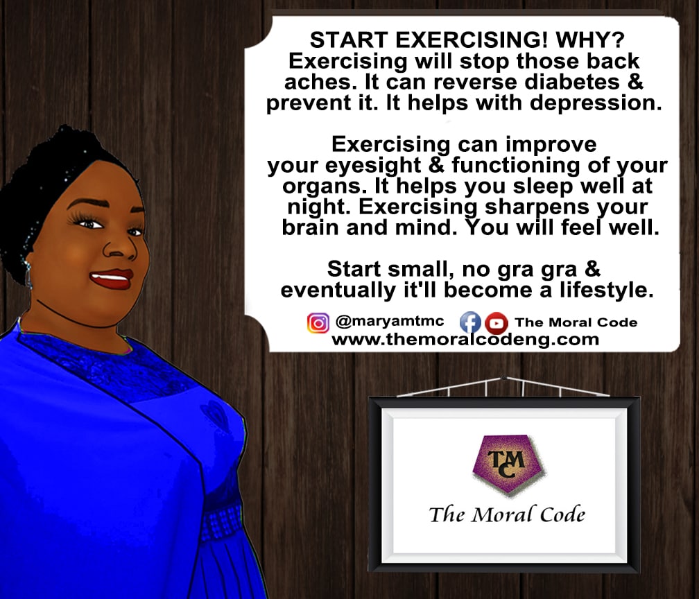 Maryam4TMC's tweet photo. Beyond losing weight, excercising will do all these for you.
Start small means you can do 10 minutes daily of walking, at the gym, & keep increasing that till you build strength to do more time.
Do it at your pace.ย No go dey follow 6pack people compete. ๐
#themoralcode https://t.co/JpI5uIWTJL
