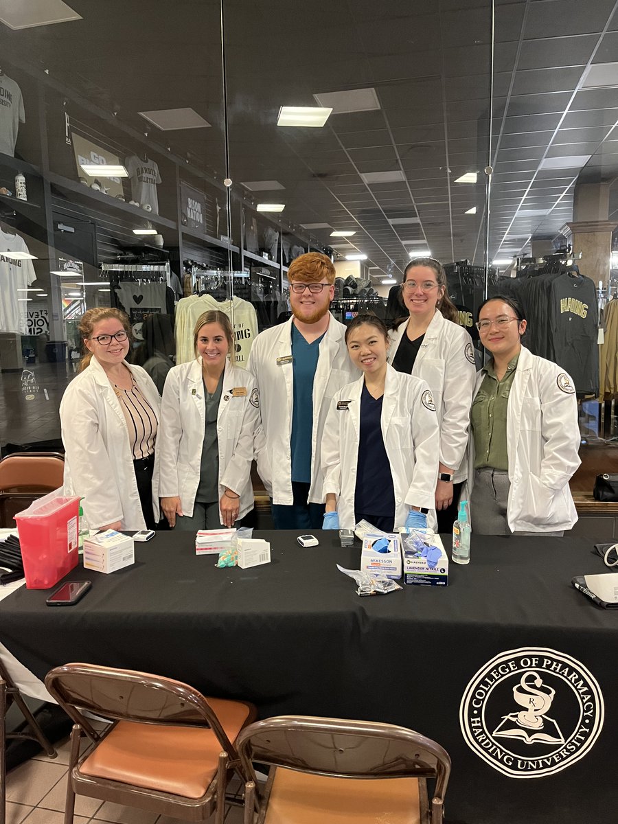 Swing by the Harding Lectureship today and have student pharmacists check your blood pressure and blood glucose! #healthyatHUCOP