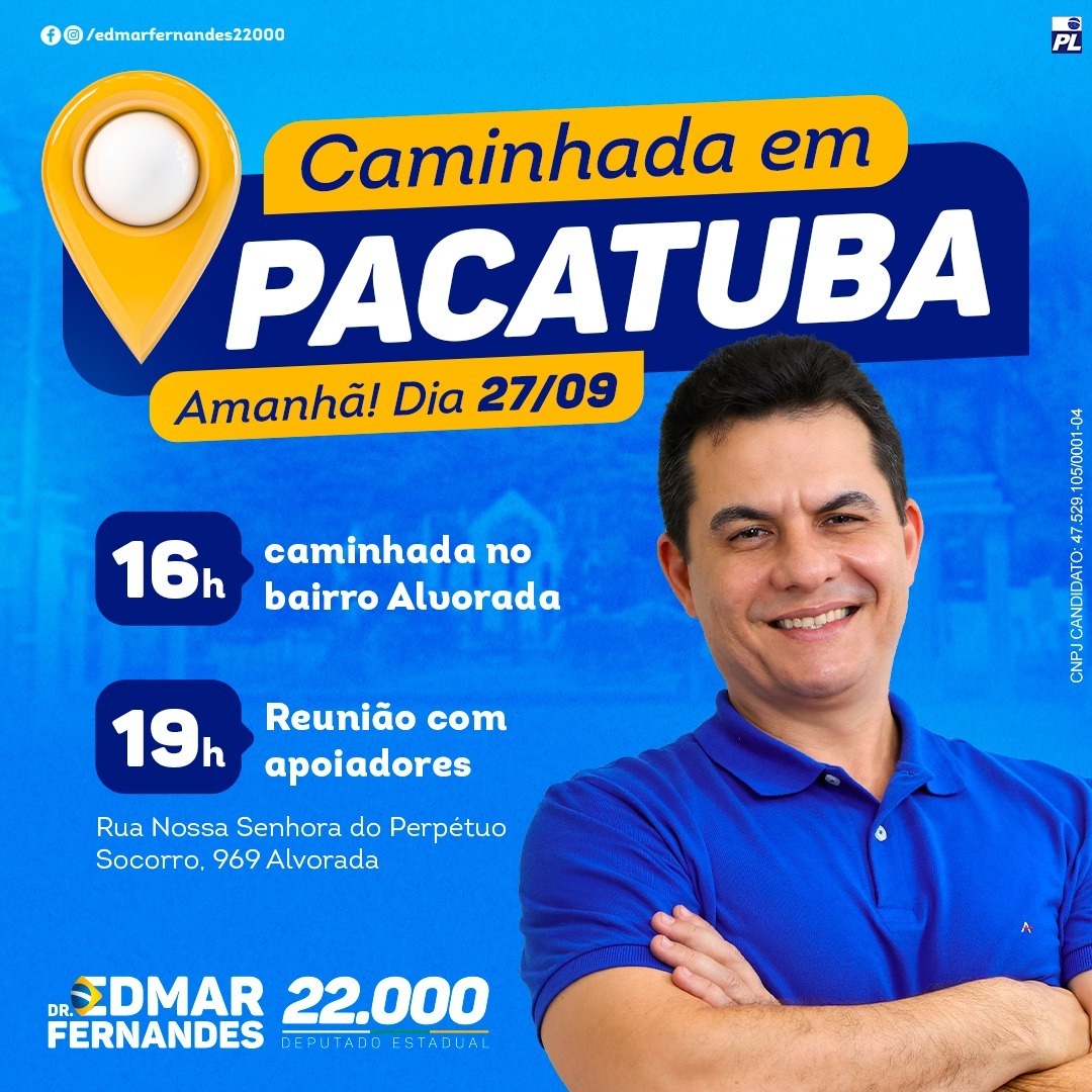 edmardermato's tweet photo. Caminhada em Pacatuba amanhã (27/09), às 16h. Não percam!
.
Logo depois às 19h reunião com apoiadores ✌✌
.
“O Brasil que queremos só depende de nós “ 🇧🇷🔰
Dr Edmar Fernandes 2⃣2⃣0⃣0⃣0⃣
.
#dredmarfernandes22000 #dredmarfernandes #dredmar22000 #pacatuba https://t.co/545DpD2zsH