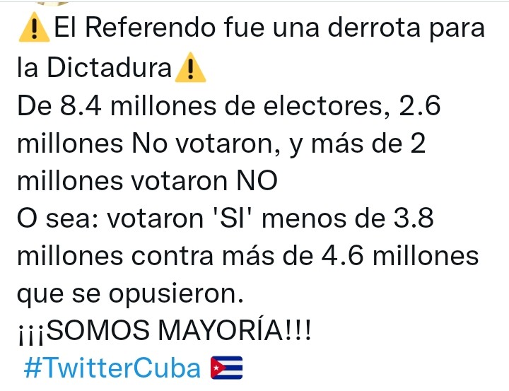 JorgePi15522917's tweet photo. @liscuestacuba Cuba a votado #CodigoNO https://t.co/AYdJ3un7vQ