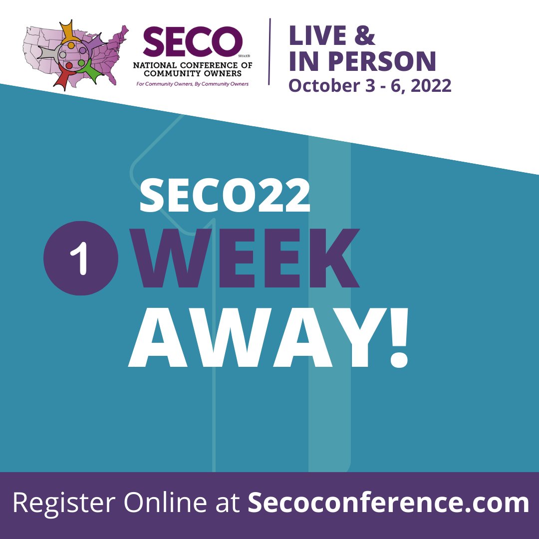 SecoConference's tweet image. Only ONE WEEK AWAY from SECO22! Last few days to register for the event!

Secure your Registration ➡️ secoconference.com

#SECO #SECO22 #CommunityOwners #MHIndustry #MHProfessional