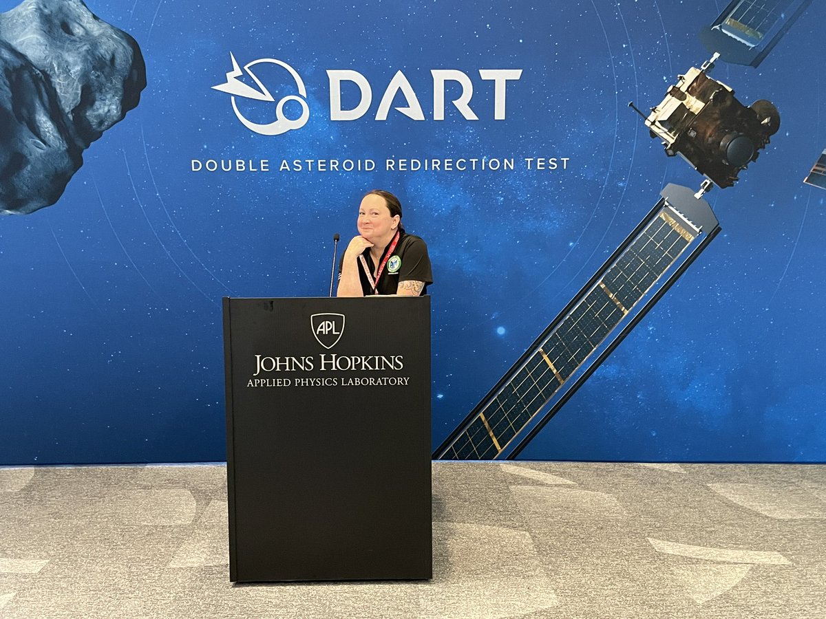correllscience's tweet photo. I’m here! I’m here! 🤩🚀 #DARTMission @NASASocial @JHUAPL #FCPS1Blastoff

And…I brought the friend  #minicorrellscience snuck into my car last night! 🦝 https://t.co/yczmjvsT5T