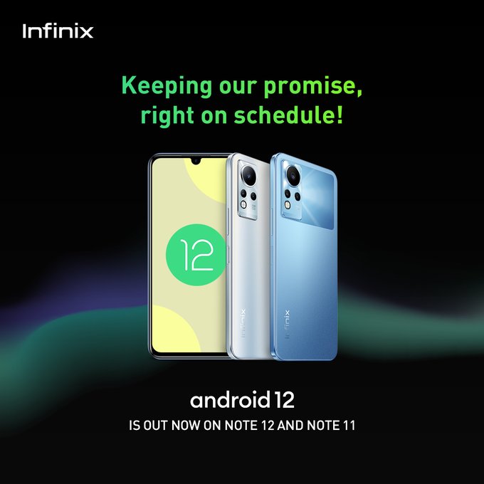 TechKard's tweet photo. Infinix started the rollout of Android 12 to the Infinix Note 12 and Note 11.
#Android #Android12 #Infinix #InfinixNote12 #InfinixNote11 https://t.co/Ve6NgeUMzU