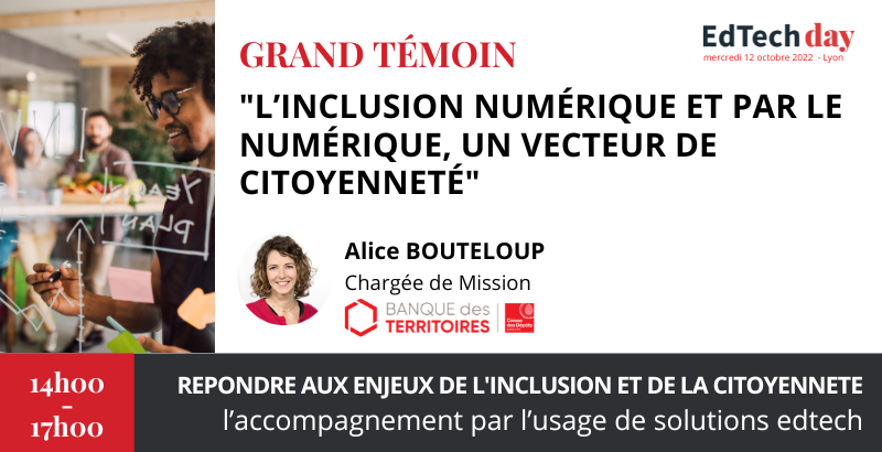 EdtechLyon (@edtechlyon) on Twitter photo Quels rôles les #edtech peuvent-elle jouer auprès des #enseignants et des #formateurs quand il s'agit de soutenir l'#inclusion et la #citoyenneté ? On en parle au #edtechday le 12.10 à Lyon autour de <a href="/alice_bouteloup/">Alice Bouteloup</a>, <a href="/BanqueDesTerr/">Banque des Territoires</a> qui sera le Grand Témoin de cette thématique ! Quels rôles les #edtech peuvent-elle jouer auprès des #enseignants et des #formateurs quand il s'agit de soutenir l'#inclusion et la #citoyenneté ? On en parle au #edtechday le 12.10 à Lyon autour de <a href="/alice_bouteloup/">Alice Bouteloup</a>, <a href="/BanqueDesTerr/">Banque des Territoires</a> qui sera le Grand Témoin de cette thématique !