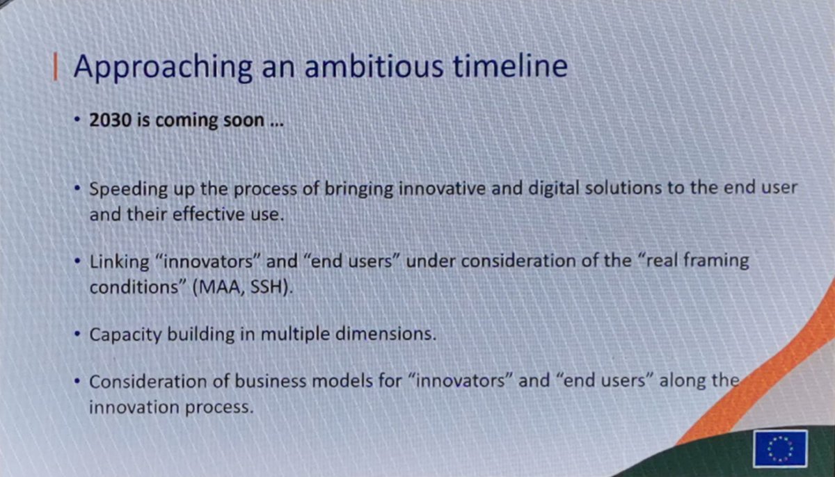 Hubs and capacity building as key factors for boosting innovation in the European path for 2030. Doris Marquardt <a href="/EUAgri/">EU Agriculture🌱</a> at the #SAHfinalevent