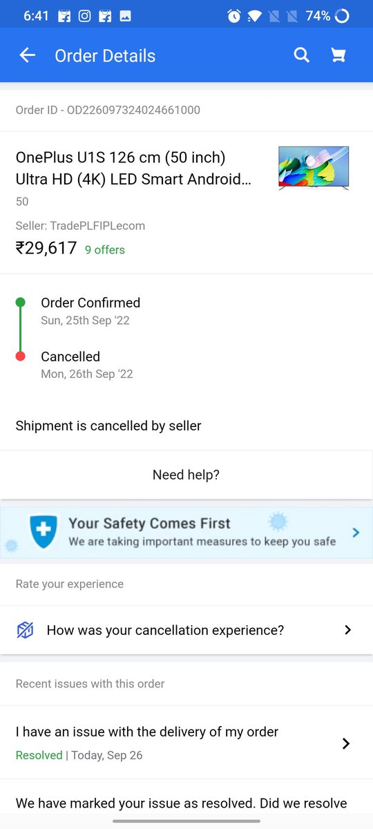 rang_esh's tweet photo. @flipkartsupport @Flipkart is a scam..
Ordered this TV. They cancelled first time and again ordered they cancelled it either too.
#cancelledorder #flipkart #scam #FlipkartBigBillionDaysScam https://t.co/fvQQxaaF02