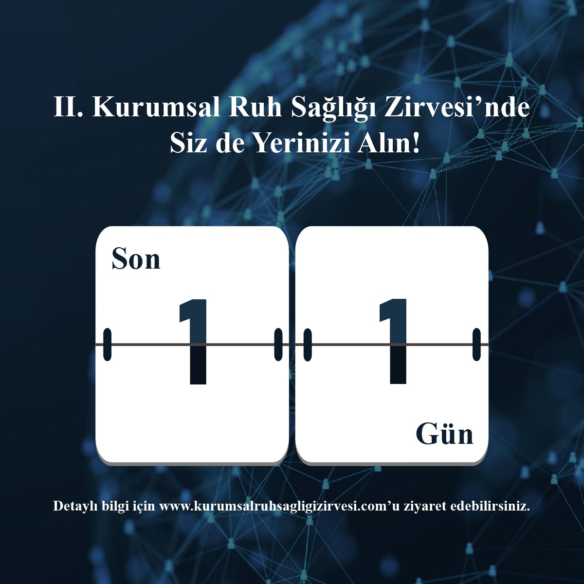 İkincisini düzenlediğimiz Kurumsal Ruh Sağlığı Zirvesi için son 11 gün! Kayıt için kurumsalruhsagligizirvesi.com 'u ziyaret edebilirsiniz. 😊

#kurumsalruhsağlığı