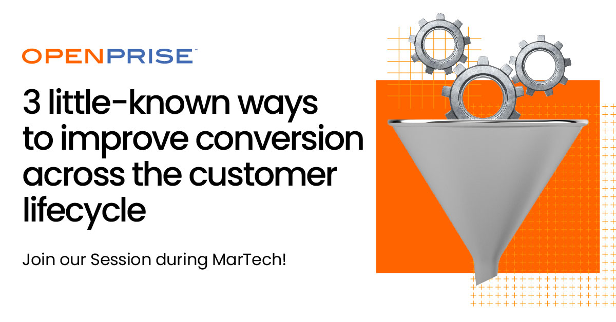 OpenpriseTech's tweet photo. #Openprise Spotlight 🔆 "3 Little-Known Ways to Improve Conversion Across the Customer Lifecycle"
Learn lessons from 100s of #MarketingOps & #RevOps projects for improved conversion on Sept. 28th during #MarTech! https://t.co/jZZW2hDqlV https://t.co/2vnE1ZMRNw
