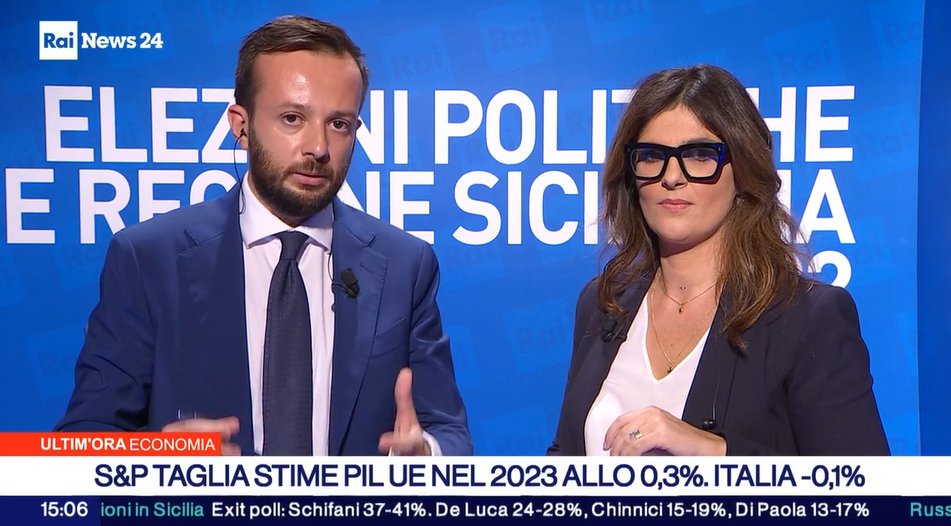 La prima #proiezione di #OpinioItalia sulle #elezioni in #Sicilia (6% copertura campione), conferma il dato degli #exitpoll. Anche unendo i voti del centrosinistra e del M5S, Renato #Schifani sarebbe al momento al primo posto.
<a href="/LivioGigliuto/">Livio Gigliuto</a> <a href="/IstitutoPiepoli/">Istituto Piepoli</a> <a href="/RaiNews/">RaiNews</a> <a href="/chiarapadu/">Chiara Paduano</a>