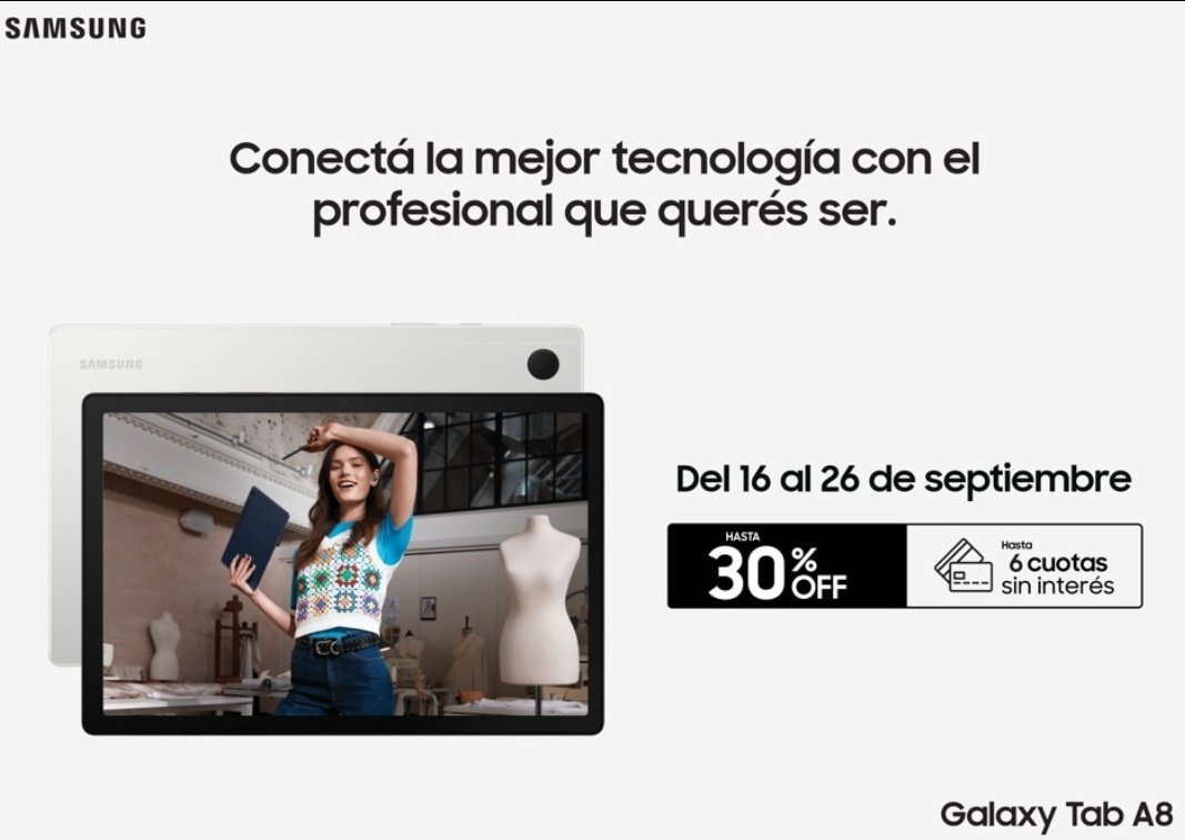 chulkinet's tweet photo. Si están buscando comprar #tablets dejo link https://t.co/fCra6bRmVD con promos de @SamsungArg Hasta hoy 26/9,30% off y 6 cuotas sin interés en compra de #TabA8 y #Evoucher para #TabS7FE (+cuotas) q' viene con #SPen genial para tomar apuntes,dibujar y lo q' sea #multitasking https://t.co/WyiDsthCVL