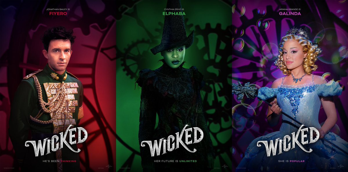 cynthiaerivo123's tweet photo. We are so excited to see these three hit the big screen!! I know I am! What songs are you most excited about?! #wickedmovies #cynthiaerivo #arianagrande #jonathonbailey https://t.co/jxNEZ8gfni