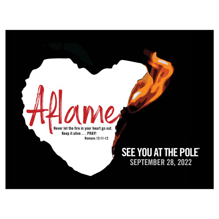 VikesFCA's tweet photo. See You at the Pole is this Wednesday, September 28th. We'll meet at 7:30 AM at the flag pole in front of the school for a time of prayer and fellowship! #CommitYourWay https://t.co/1rxgsN8AKG