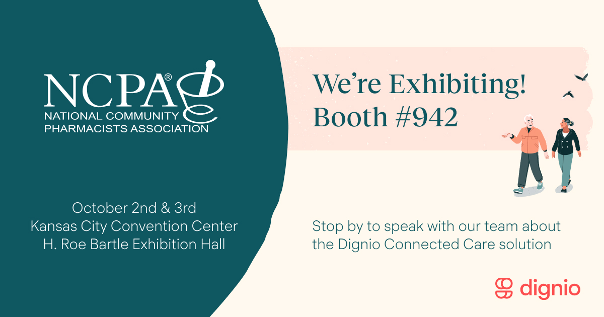 DignioUS's tweet photo. The countdown is on for the NCPA Annual Convention and Expo! We're in booth #942, and are looking forward to sharing more with you about our value-added service with remote patient monitoring. 
Pre-book a meeting in our booth with us here:
https://t.co/DzEsiUeUG0
#NCPA2022 https://t.co/vioGJlA0yO