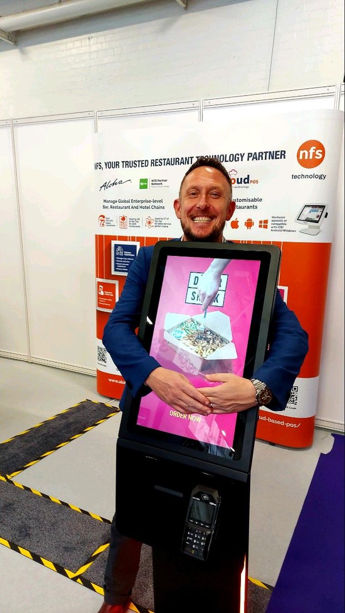 Been a great day at #BIGHEXPO for our NFS team! Here's our Ben Jukes getting to grips with fully customisable kiosks – a massive hit at the show. If you're there tomorrow or Wednesday, catch our Aloha experts at Stand GA20.
#kiosk #Aloha #restauranttech #epos #Olympia