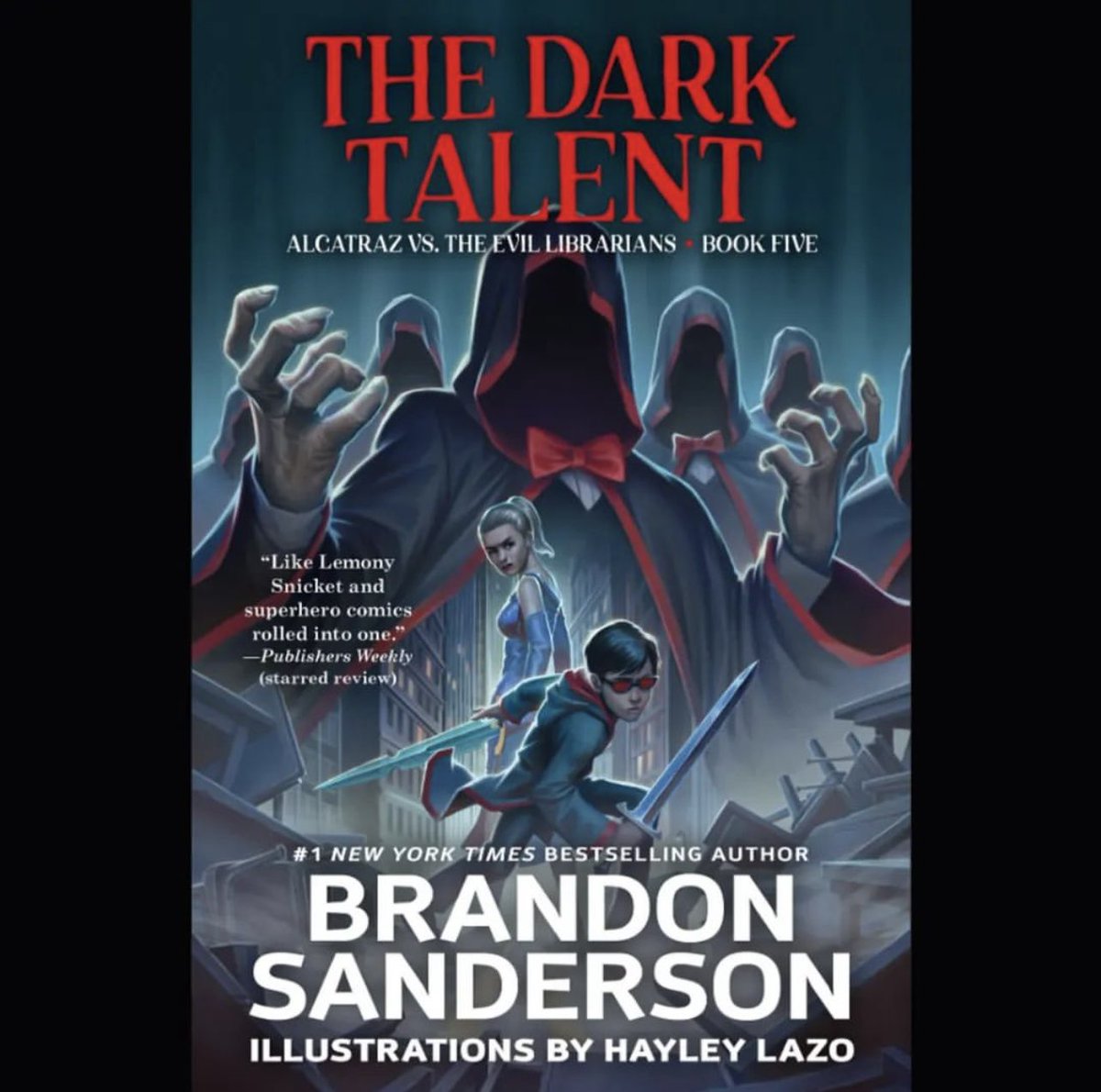shannonassoc's tweet photo. Illustrations by Kevin Keele for books 4 and 5 of the paperback editions in Brandon Sanderson's Alcatraz series. https://t.co/RLbZeQ1Wod