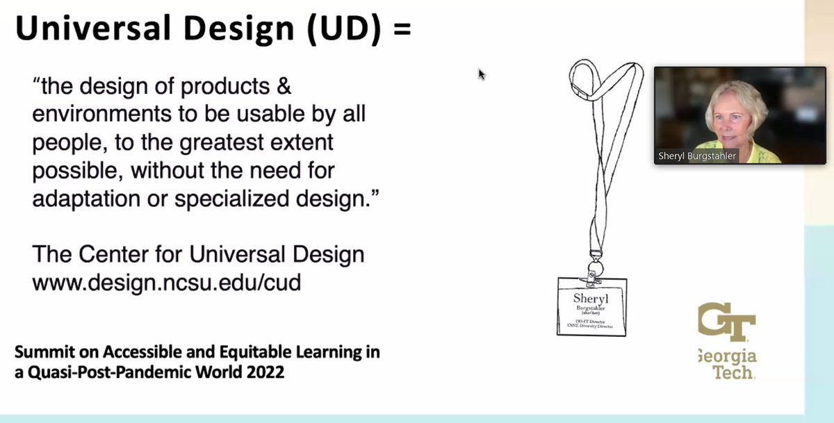 Aaron Levine (@aarondlevine) on Twitter photo Many thanks to Dr. Sheryl Burgstahler from the <a href="/doituw/">DO-IT</a> center for kicking off <a href="/C21U/">Center for 21st Century Universities (C21U)</a>'s "Summit on Accessible and Equitable Learning in a Quasi-Post-Pandemic World" with an excellent keynote presentation on #UniversalDesign. Great tips that can be immediately applied. Many thanks to Dr. Sheryl Burgstahler from the <a href="/doituw/">DO-IT</a> center for kicking off <a href="/C21U/">Center for 21st Century Universities (C21U)</a>'s "Summit on Accessible and Equitable Learning in a Quasi-Post-Pandemic World" with an excellent keynote presentation on #UniversalDesign. Great tips that can be immediately applied.