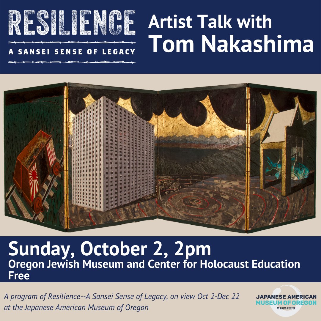 Join us Sunday for Tom Nakashima's artist talk, part of the opening of Resilience! Visit JAMO to see the show, then join us at 2pm at the Oregon Jewish Museum to hear Tom discuss his life, career, and influence of his family history on his work. jamo.org/event/artist-t…