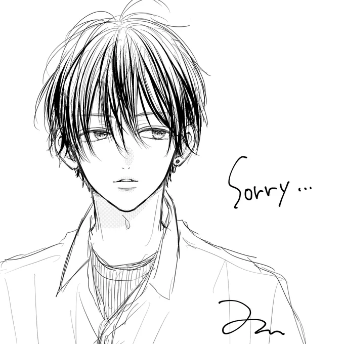 ほんとは今日にでもショート漫画上げたかったんですが1ミリも時間が取れず…
前に描いたボツのキャラ表の絵で失礼します💦

もうしばらくお待ちください!! 