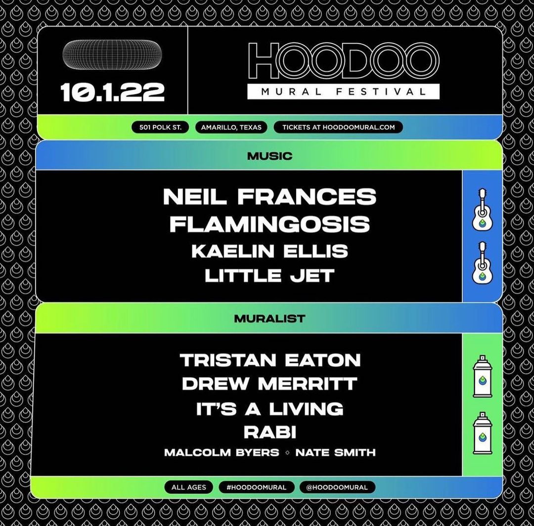 Tristan Eaton (<a href="/tristaneaton/">Tristan Eaton</a>) is gearing up to bring his mural skills to Hoodoo Mural Festival (<a href="/HoodooMural/">HOODOOMural</a>) in Amarillo, Texas! The mural festival is happening October 1st. We can't wait to see what he creates!