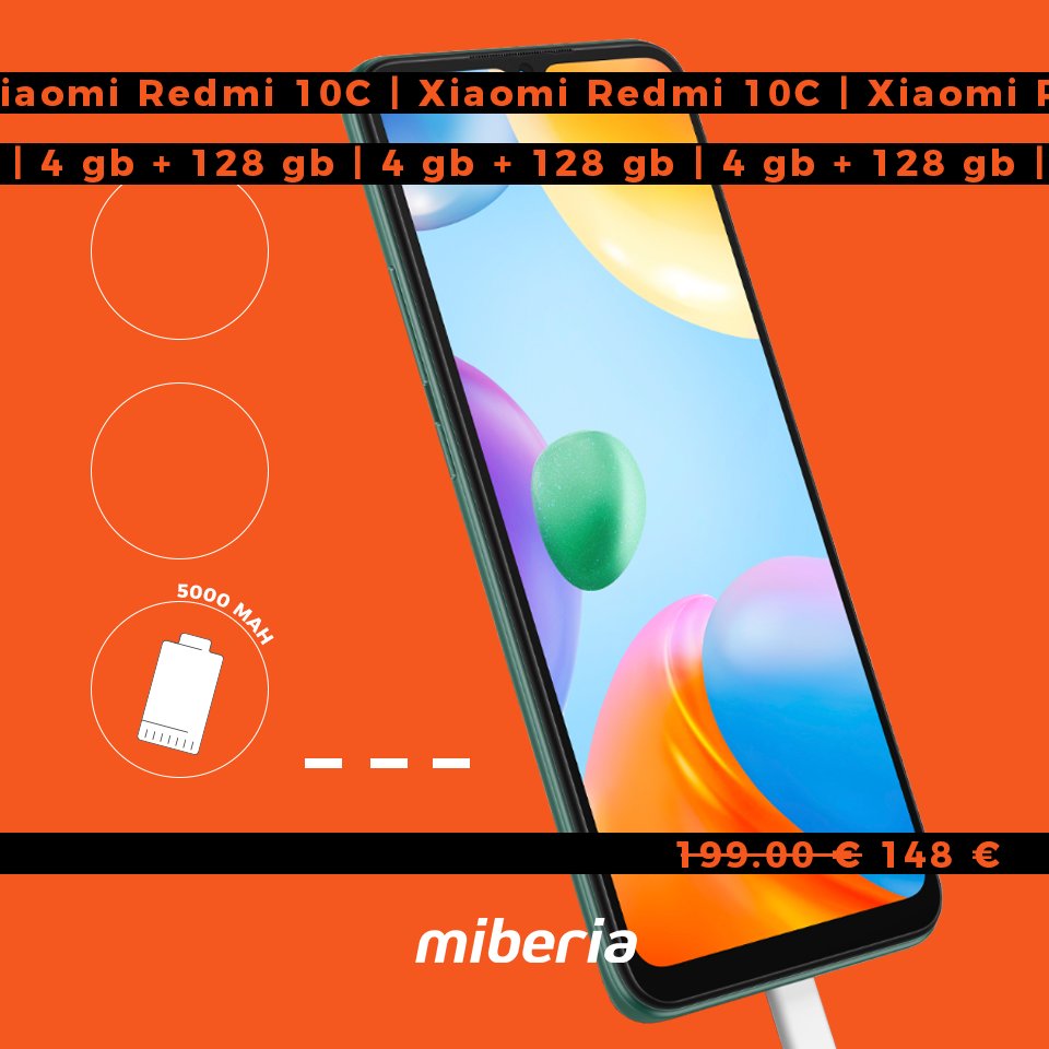 miberia_it's tweet photo. Xiaomi ha creato la Serie C per offrire #smartphone economici e di qualità. Ne vale la pena il #Redmi10C?🤔 Assolutamente!⤵️

📸Fotocamera posteriore 50,0 MP + 2,0 MP
🔋Batteria 5000 mAh
⚡️Ricarica rapida 18W
💳NFC
#XiaomiRedmi10C👉 https://t.co/0PyCUUG1vd https://t.co/pEF1uYaJZX