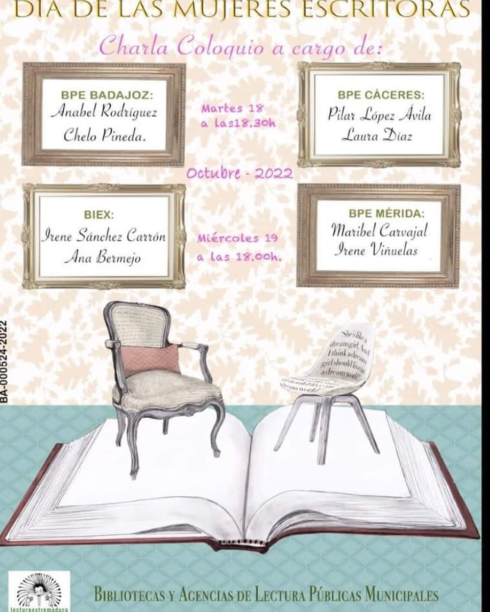 Con motivo del Día de las Mujeres Escritoras me han invitado a la serie de charlas-coloquio sobre el pasado, presente y futuro de la mujer frente a la obra literaria en la doble faceta de lectora y escritora. Será un placer compartir esa tarde con mi querida y Anabel  Rodríguez.