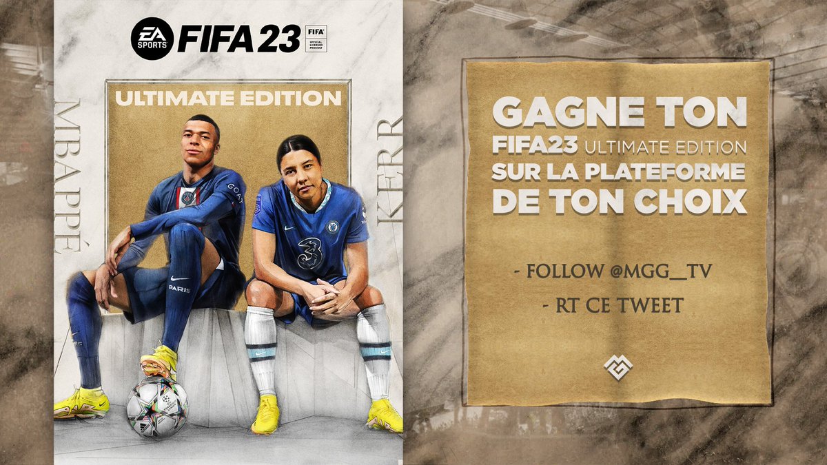 Remporte ton édition Ultimate de FIFA 23 et joues-y dès ce soir à minuit !!⚽️

Pour participer au tirage au sort :
- Follow <a href="/MGG__TV/">MGG TV</a>
- RT ce tweet