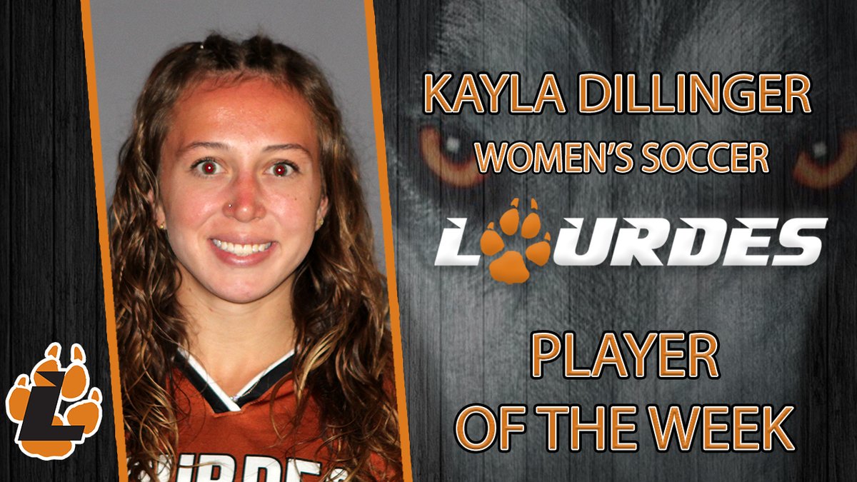 Kayla Dillinger from women's soccer is this week's Lourdes Player of the Week! The sophomore scored the match-winning goal as the Gray Wolves defeated Cornerstone to open WHAC play! #GrayWolfNation