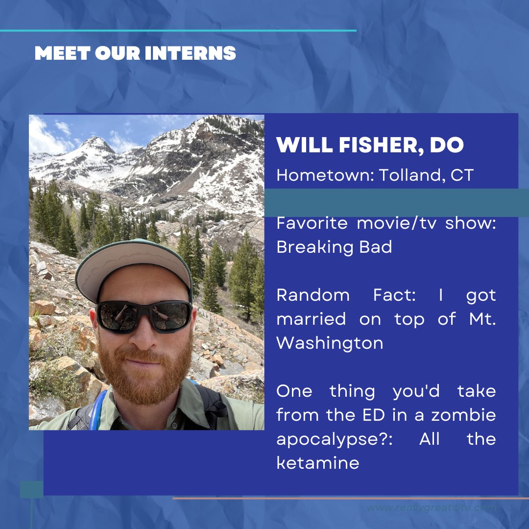 Meet our intern, Will! Loves hanging out by a campfire and the emphasis on wellness at Baystate EM. Learn more at l8r.it/qACw. #EMbound #class of 2025