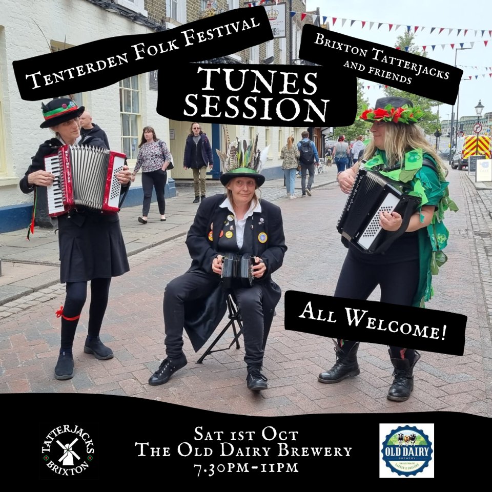 We're dancing around Tenterden on Sat & Sun with lots of other sides! & we're hosting a folk music session @ the @OldDairyBrewery on Sat eve @ 7.30pm. All welcome! Come say hello if you see us! @tenterdenfolk #morris #morrisdancing #folkmusic #tenterden #tenterdenfolkfestival